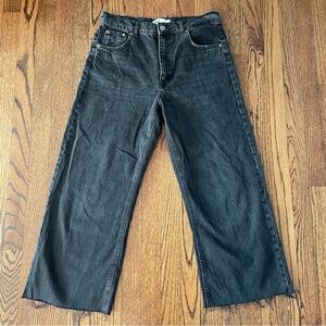 ZARA 90s Wide Leg Raw Hem Jeans in Black